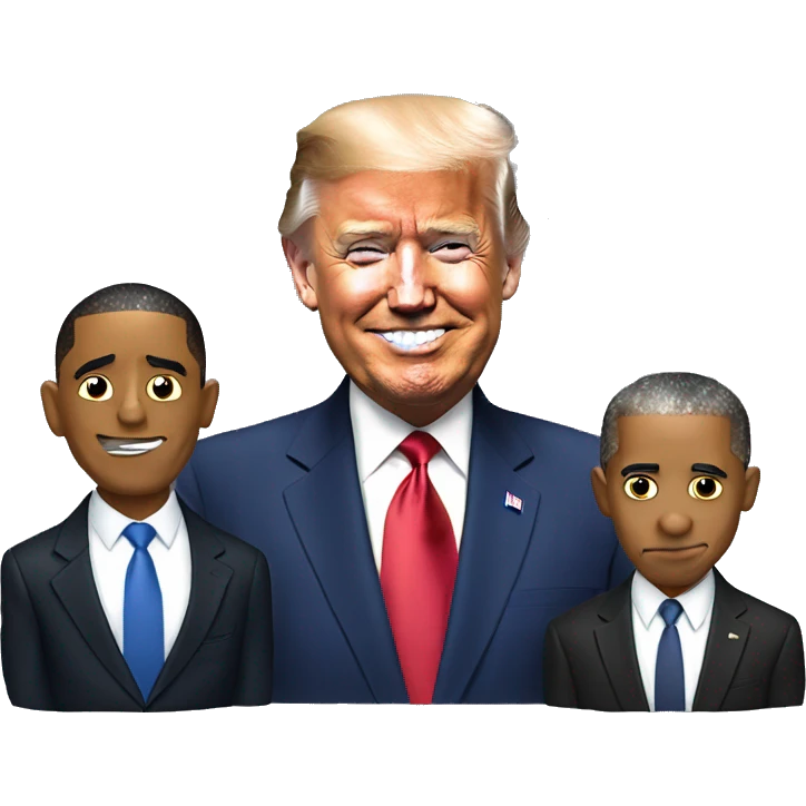Barack Obama with Joe Biden and Donald Trump emoji