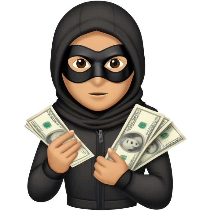 Masked thief with money emoji