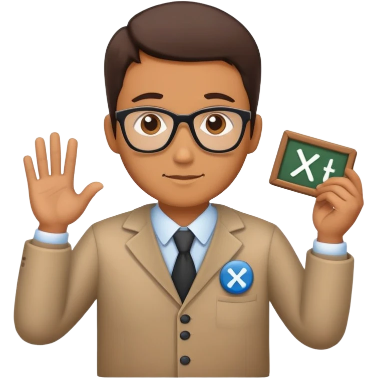 Math teacher with multiplication, addition, subtraction, and division symbols emoji