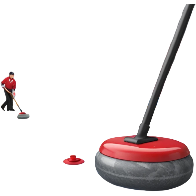 An icon showing the ice with a broom and a close-up of a curling stone sliding. The scene is set in a brightly lit stadium, with detailed spectator stands in the background. Transparent background highlights the focus, skill, and atmosphere of the curling sport. emoji