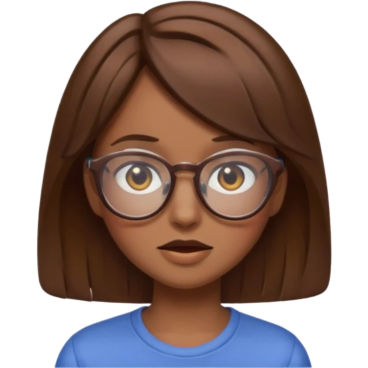 expressive girl with brown hair and glasses, Discord emoji style emoji