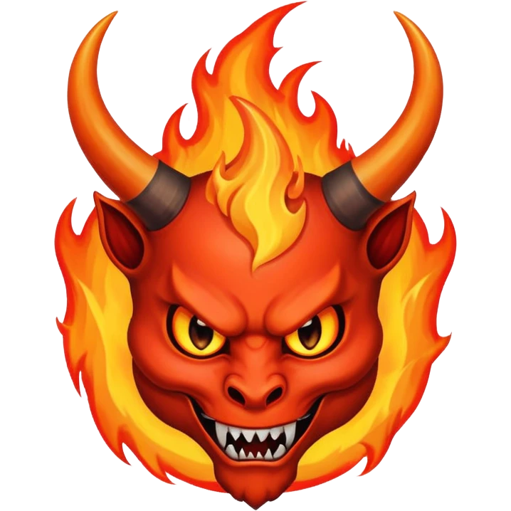 devil horn on fire logo emoji