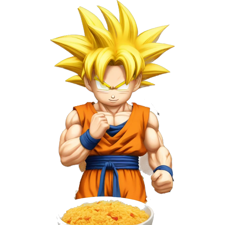 goku comiendo arroz y pollo emoji