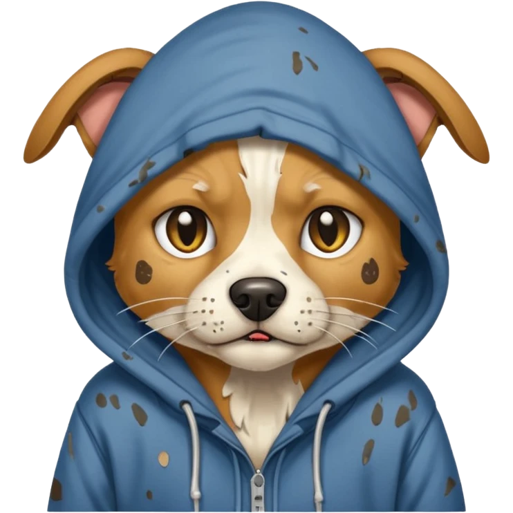 homeless dog cat with torn hoodie


 emoji