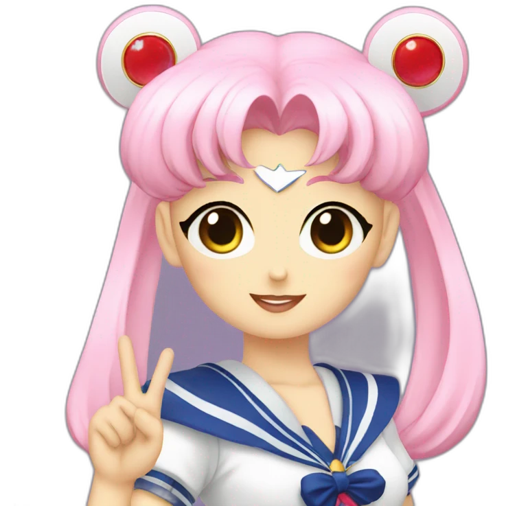 sailor moon putting a peace sign up emoji
