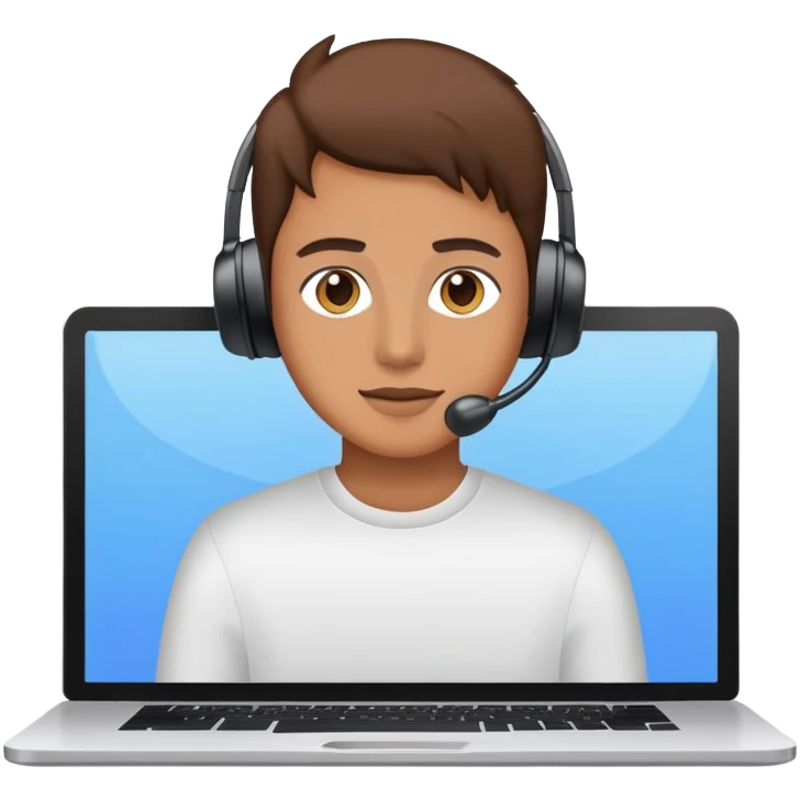 person streaming on webcam with computer emoji