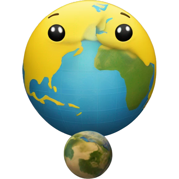 un van jaune devant la planète terre emoji