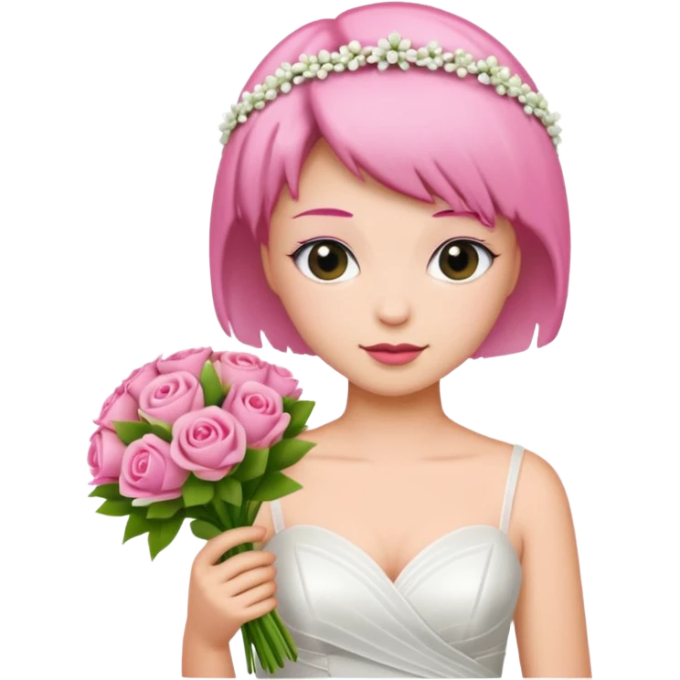 pink short haired bride with bouqet emoji