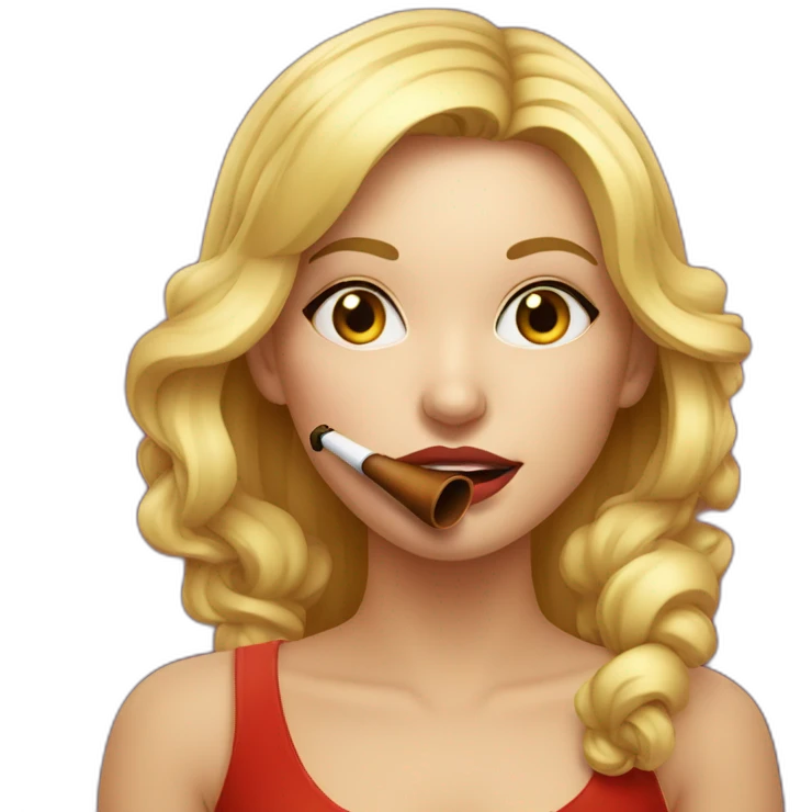 Beautiful blonde girl with a festive pipe in her mouth emoji