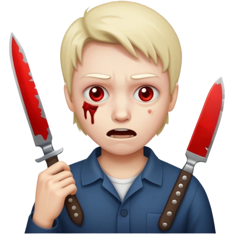 Insane scared injured person with a knife in the classic emoji style  emoji