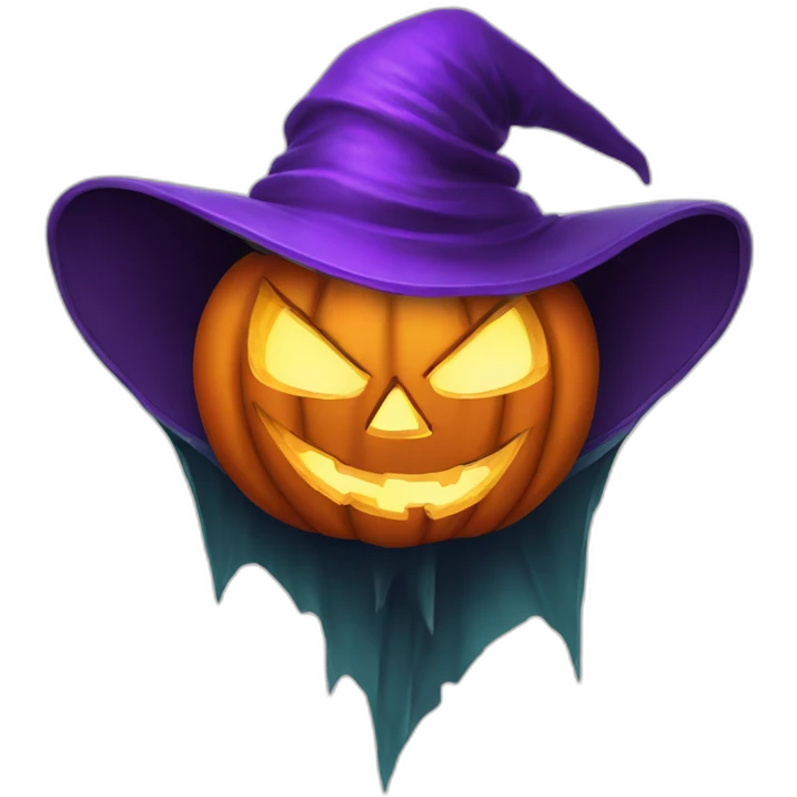 evil jack-o-lantern wearing purple wizard hat emoji