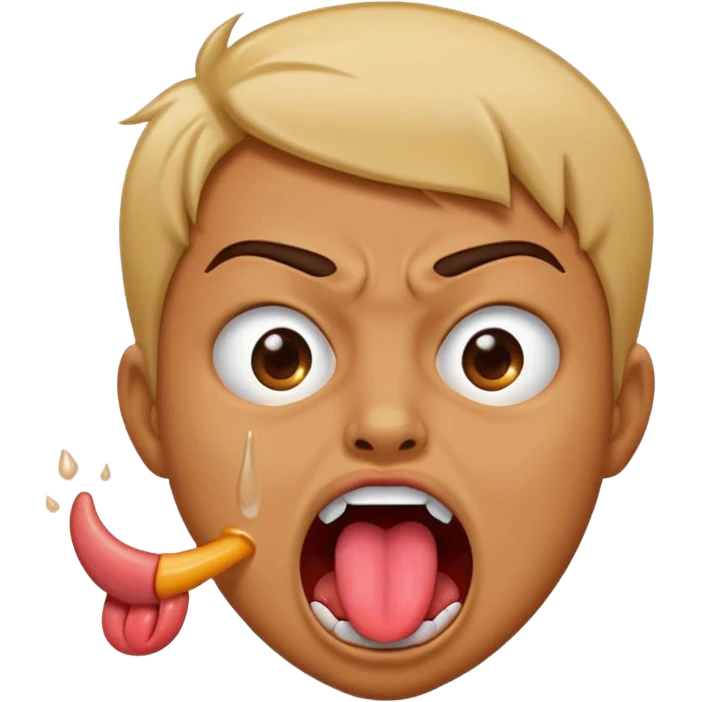 Tongue out spitting like in a joking way kinda angry emoji