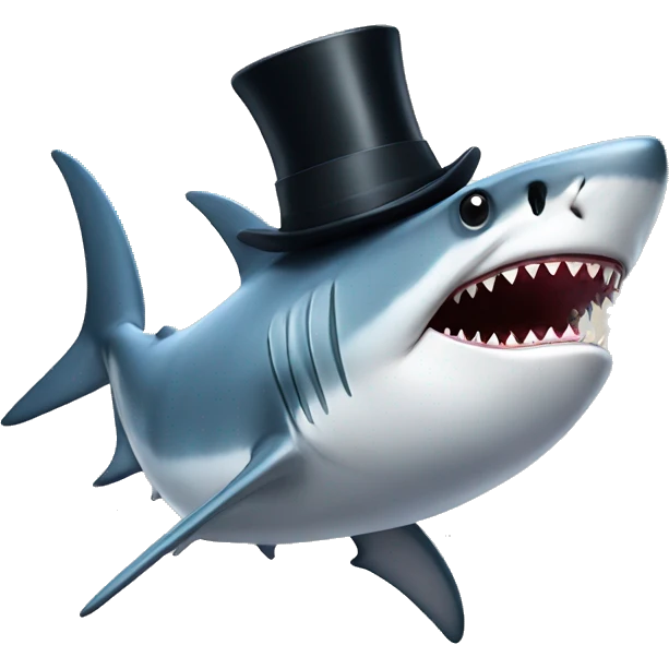 Shark with a top hat emoji