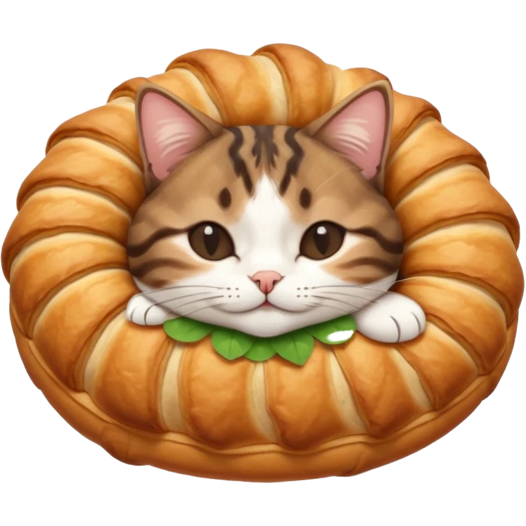 dark brown tabby and white cat in crossaint position upside down with eyes closed emoji