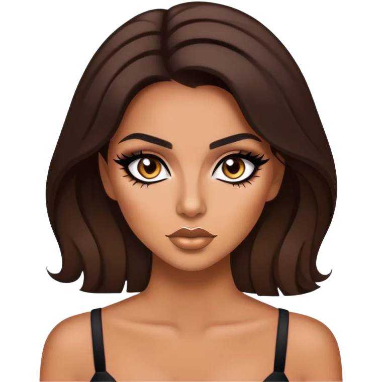 tan skin, brunette, baddie, pretty makeup, black eyeliner emoji