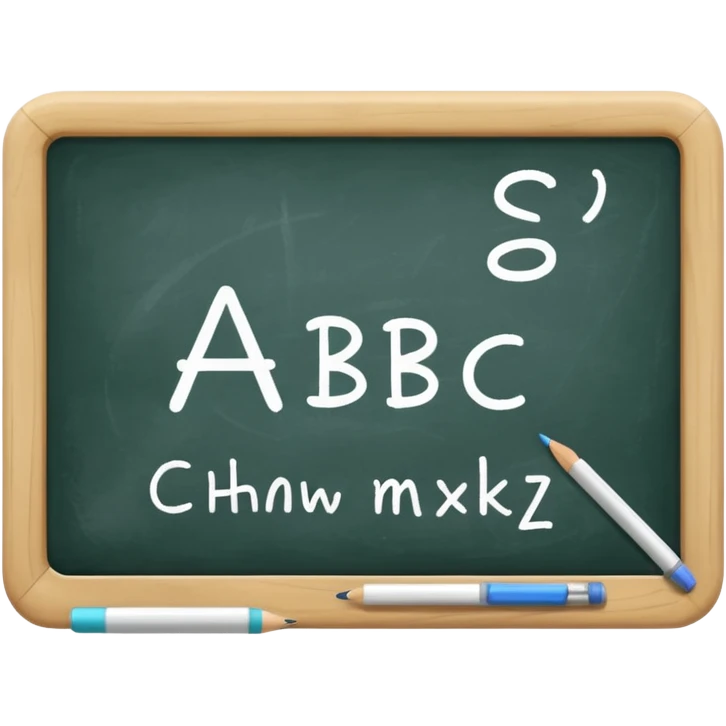 Whiteboard with ABC written on with handwriting emoji