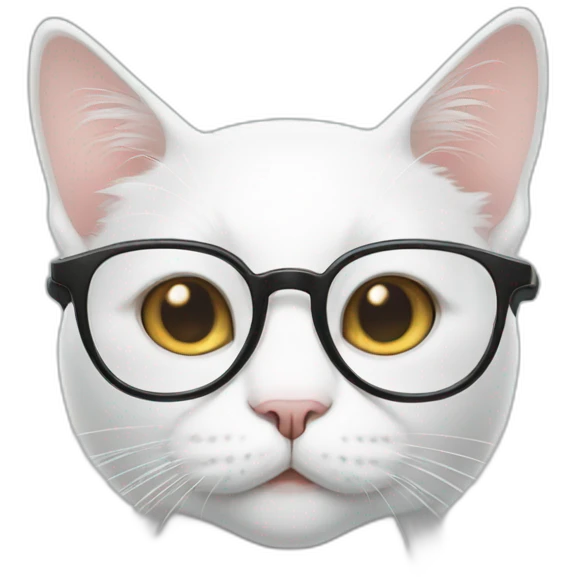 White cat wearing glasses emoji