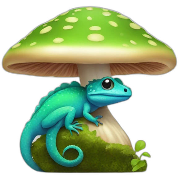Lizard sleeping on mushroom emoji