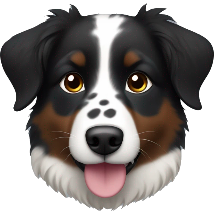 Small black australian shepherd dog with maroon hearts emoji