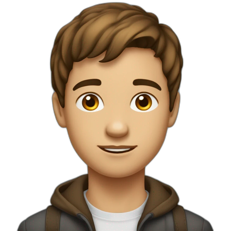 garçon adolescent cheveux bruns court sur les cotés lisse sue le dessus premier de la classe emoji