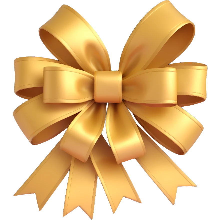 3D emoji style bow, gold, metallic and luxurious emoji