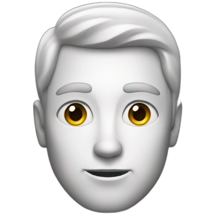 white man with black dot instead of face emoji