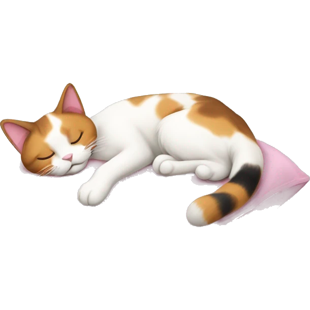 calico cat sleeping on a pink pillow emoji