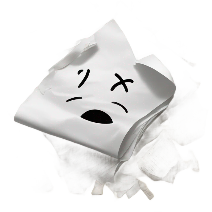 a crumbled sheet paper on trash emoji