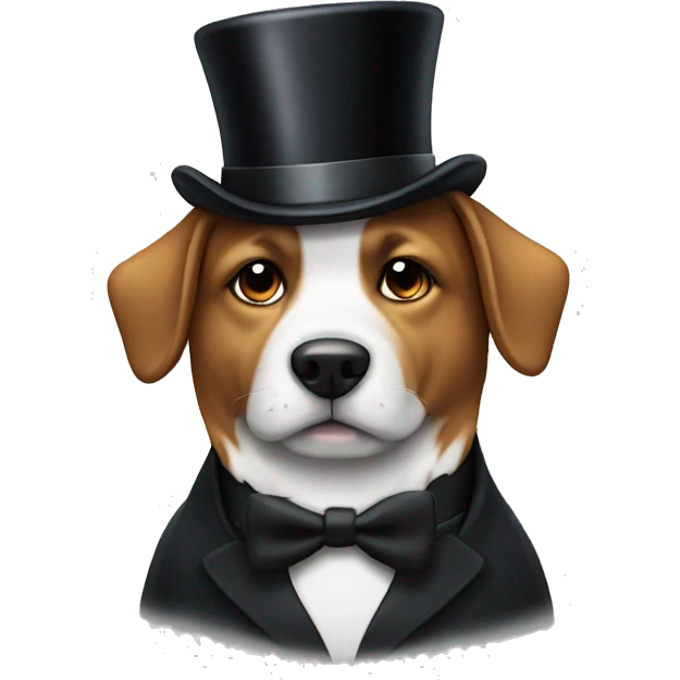 Dog with tux and top hat emoji