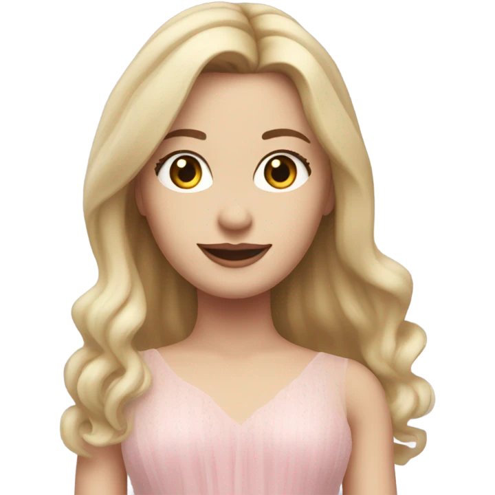 Realistic White woman with Long blonde straight hair, wearing Long soft pink tiered tulle skirt, isolated emoji