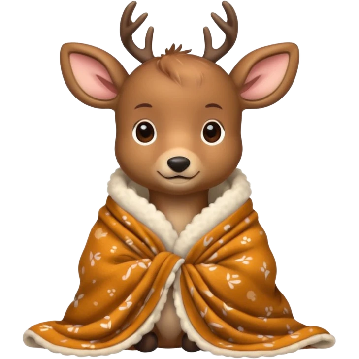Cute deer with blanket wrapped around emoji