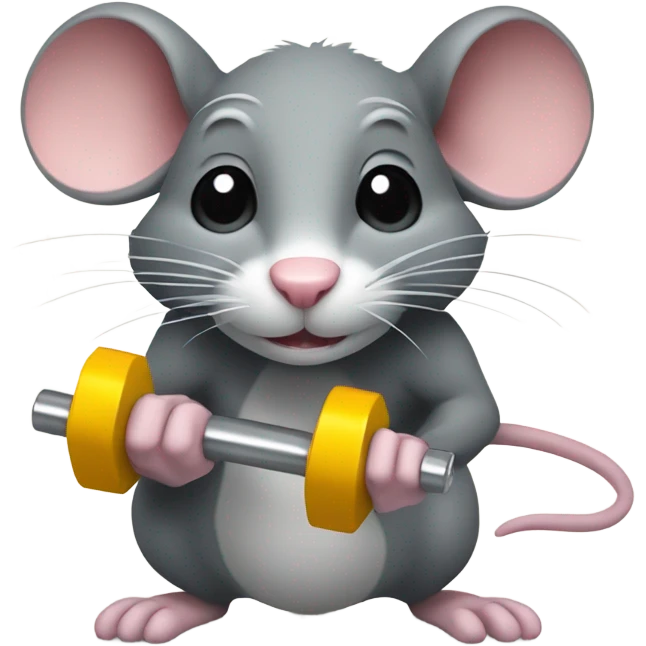 A rat lifting dumbbells emoji