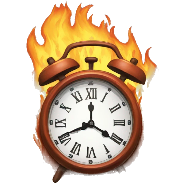 clock in fire emoji