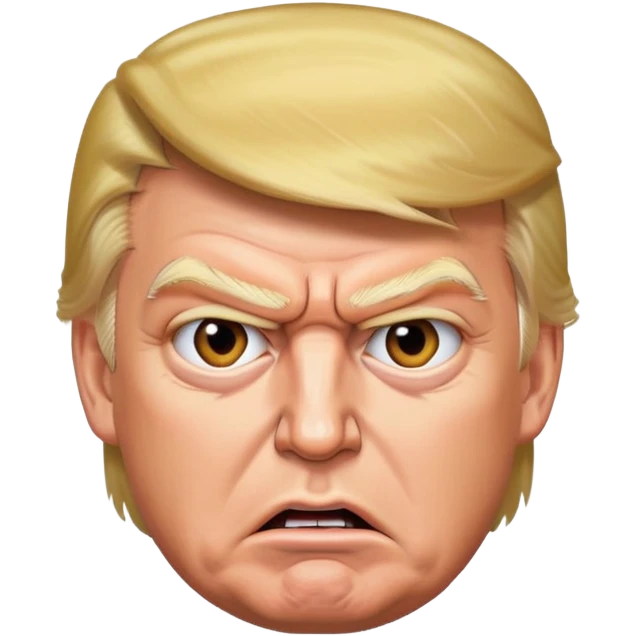 Donald Trump with an angry facial expression emoji