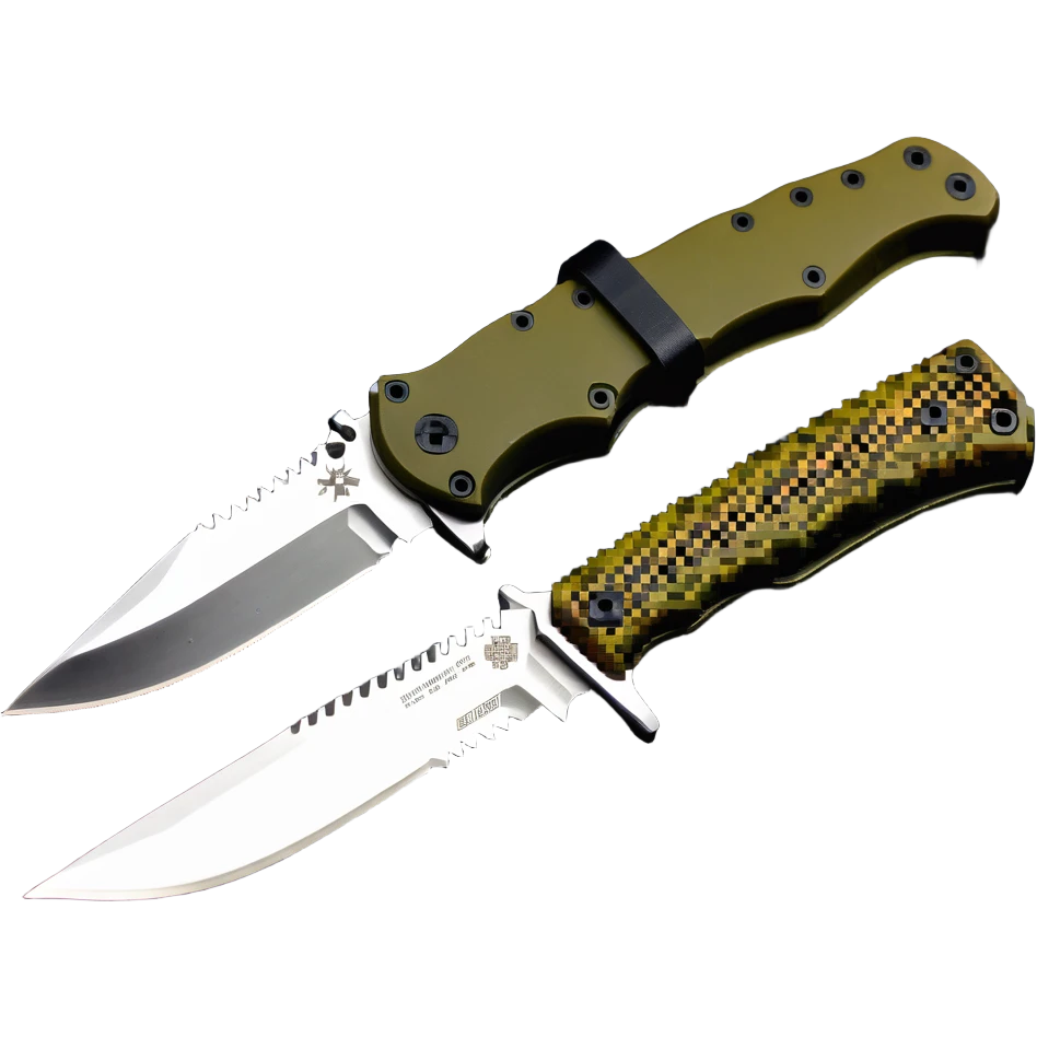 military tactical bushcraft knife with NATO olive handle emoji