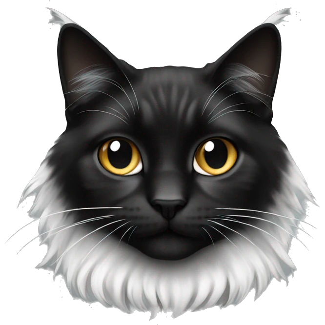long haired cat half black half white with black bottom jaw emoji