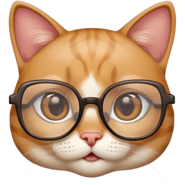 cute girl cat with really big square glasses with super thin frames emoji
