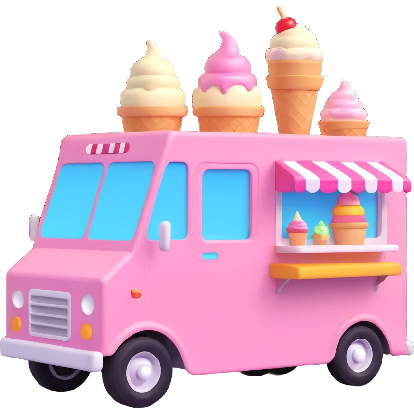 generate me a 3D icecream food truck emoji