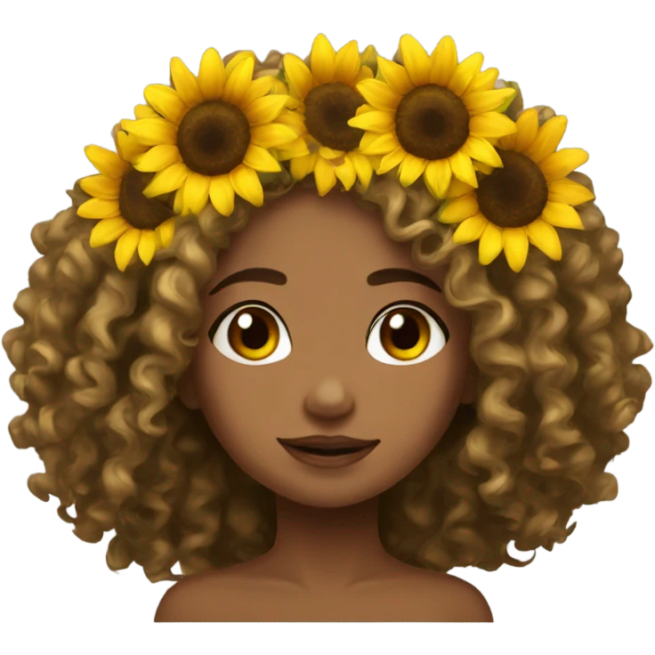 sunflower crown girl curly hair emoji