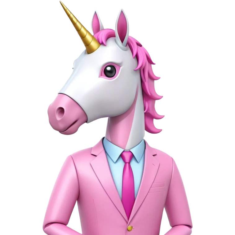 3d robotic office worker unicorn in all pink suit emoji