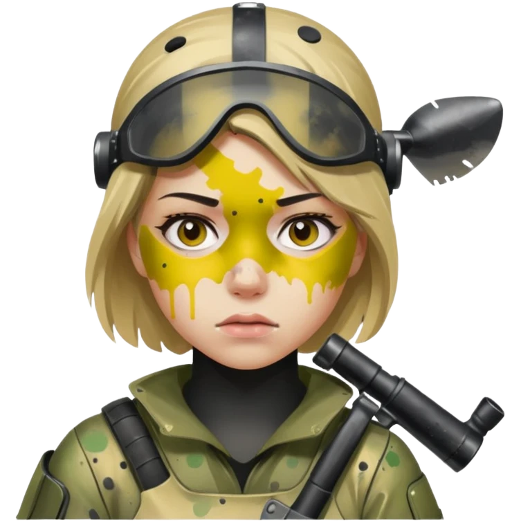 paintball player face girl emoji