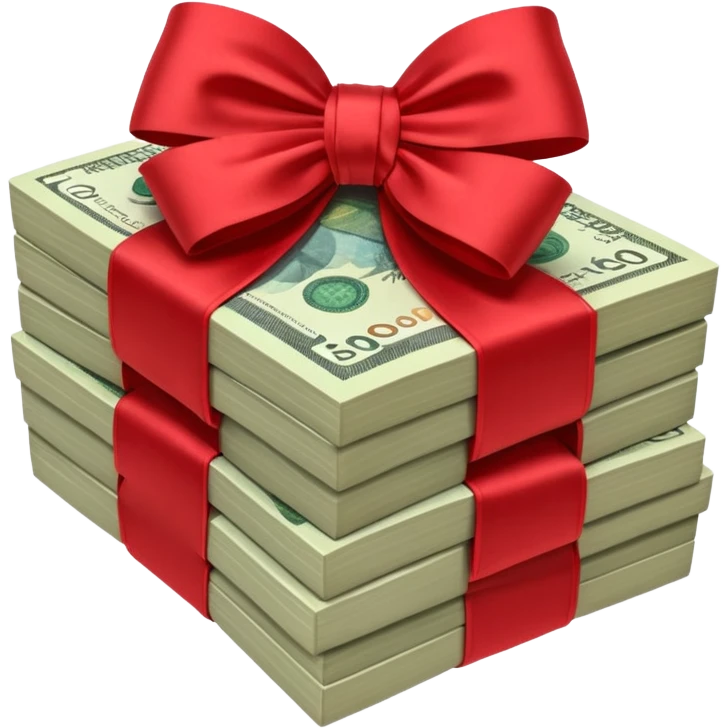 draw australian $100 notes stacked together and wrapped in a bow emoji