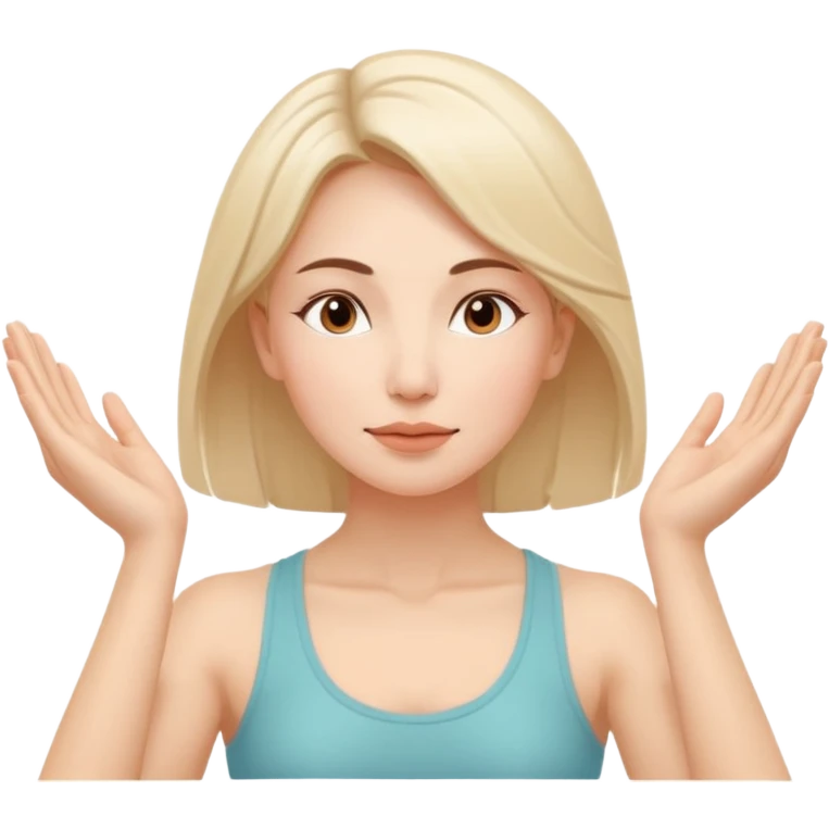 Minimal wellness-style emoji of a woman doing face yoga exercises, hands gently lifting and stretching facial muscles, calm and natural look, clear face yoga movement, simple and easy-to-understand icon, no beauty or medical elements

 emoji