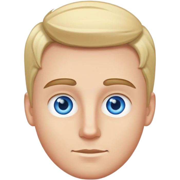 Blond White guy tick brow and blue eyes emoji