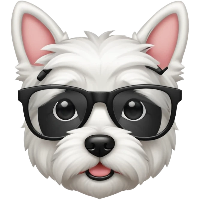 Westie Dog with all black glasses emoji