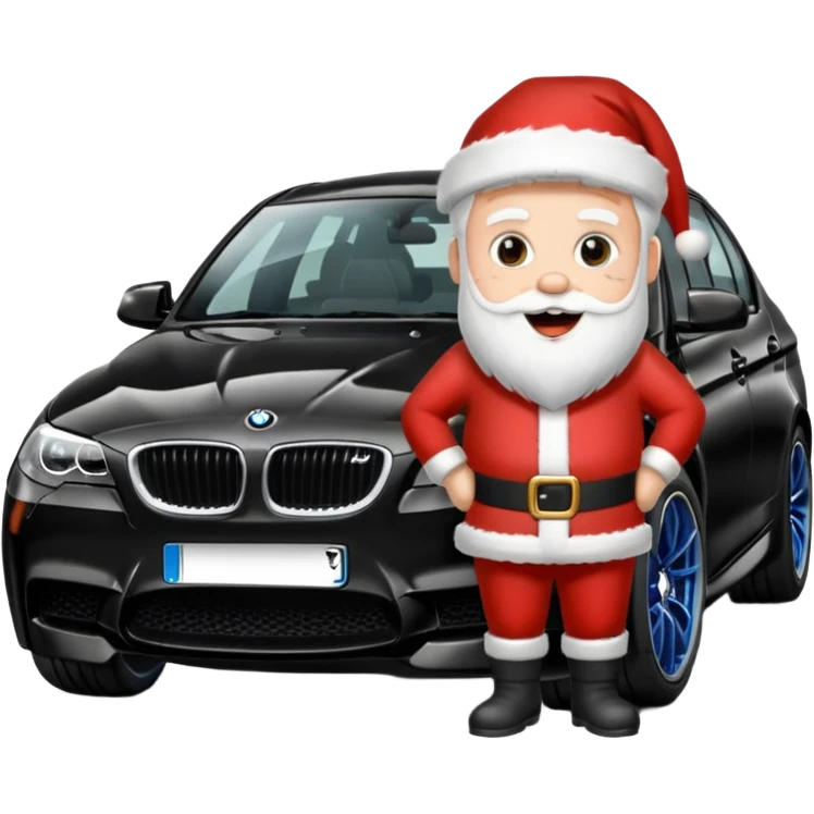 Santa with surprise,surprise is black bmw m 5 emoji