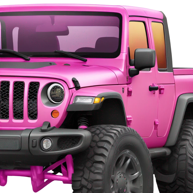 Realistic hot pink to pastel pink ombre Jeep Gladiator truck. emoji