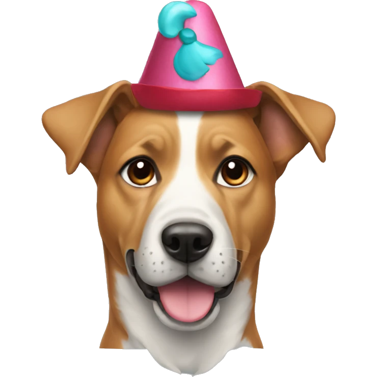 a dog named kels withparty hat emoji