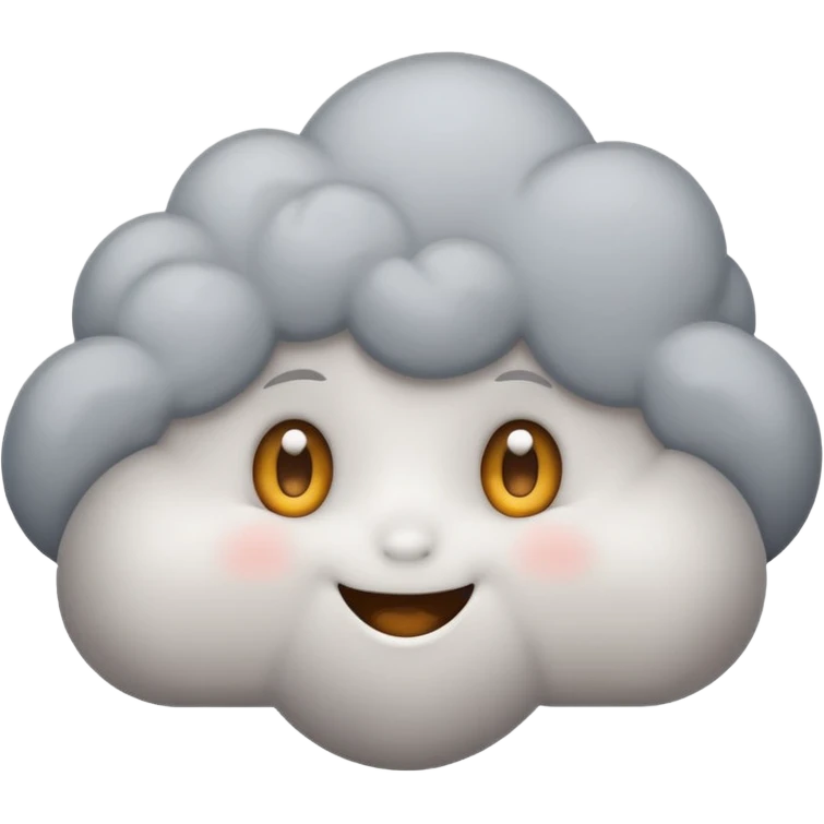 cute gray White Cloud, eyes,  emoji