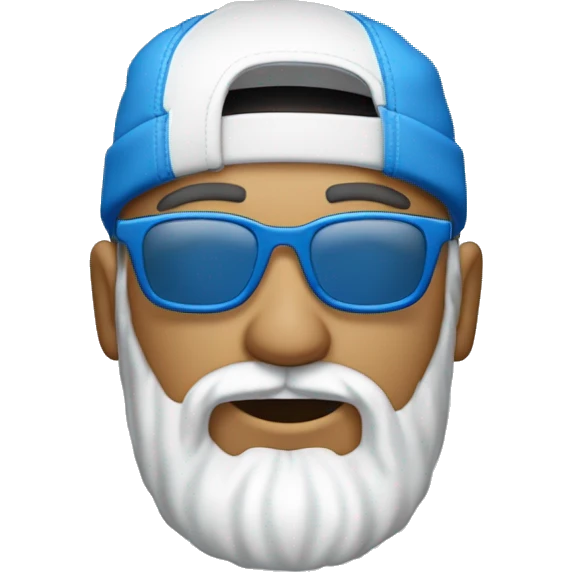 Homme blanc avec une petite barbe naissante portant des lunettes bleues , une casquette jordan bleu , un survêtement bleu emoji